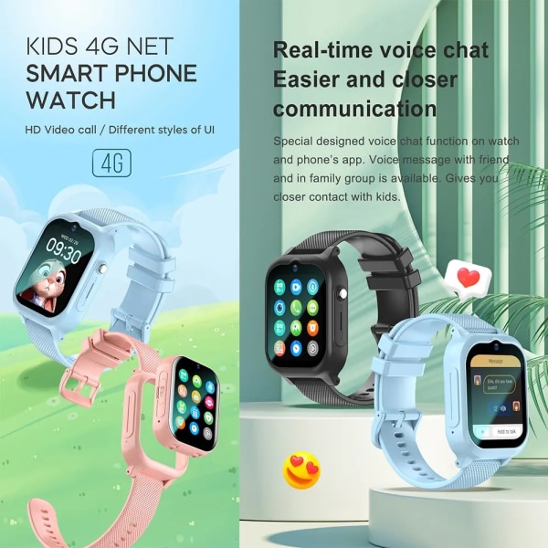 Kids 4G Smart Phone Watch GPS WIFI Videosamtal SOS Kamera Monitor Tracker LBS Plats Barn Smartwatch Pojkar Flickor Presenter blue American version