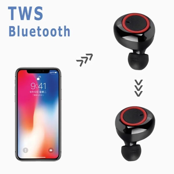 Original TWS Y50 Öronsnäckor Trådlöst Bluetooth Headset med Mic Touch Control Fone Bluetooth Hörlurar Trådlösa Hörlurar Y50 Black