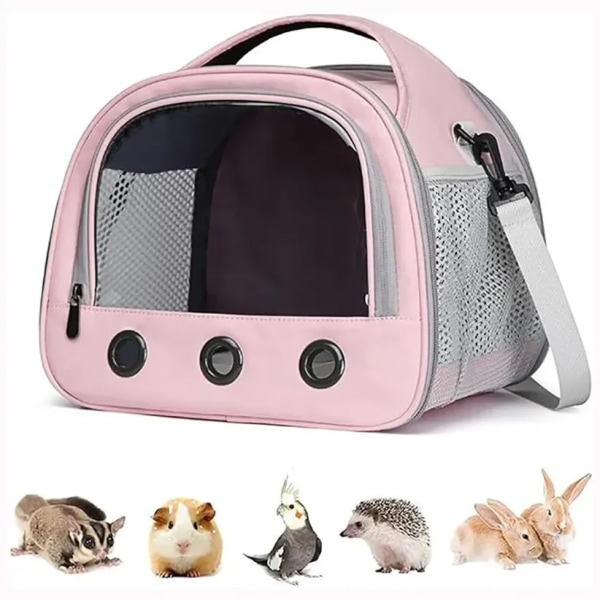 Bärbar bärväska för smådjur marsvinsbärarbur Husdjursbärare för hamster igelkott papegojor råtta och andra smådjur Pink L