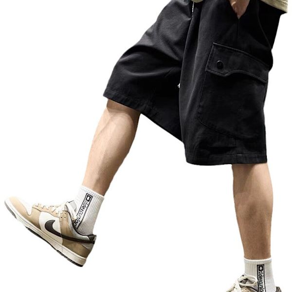Sommer Plus Størrelse Casual Japansk Mode Mærke Multi-Pocket Arbejdstøj Femte Bukser Tynde Løs Trendy Straight Korte Bukser Mode Green XL