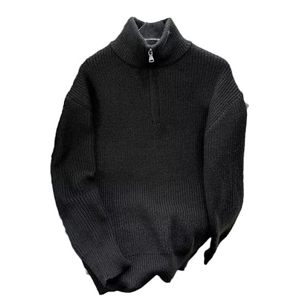 Halv Blixtlås Tröja Mäns Vinter 2023 Nya Aprikos Färg Knitwear Koreansk Stil Idle Style Mångsidig Casual Casual Case Plåtta Green L