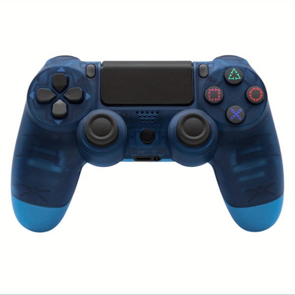 Trådlös kontroll för PS4/ Pro/Slim Dual Vibration Game Joystick med 6-axlig rörelsesensor Crystal Blue