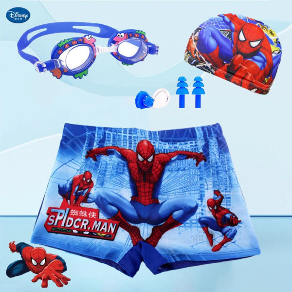 Baby Pojkar Spiderman Kläder Barn Badbyxor Kepsar Pojkar Tecknad Kort Spider Platta Byxor Barnsimglasögon Presenter 14 XL 20-35kg