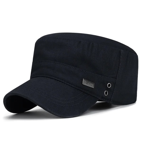 Män Vintage platt topp hatt Justerbar Army Military Hats Kadettstil Män Kvinnor Army Cap Outdoor Casual Solskyddande hatt Black