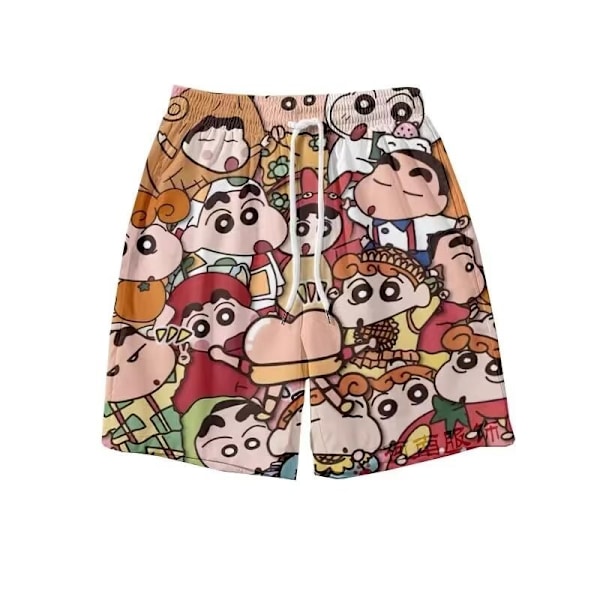 2023 Uudet Crayon Shorts Miesten Kesä Löysät-Leveät Loungewear Pyjama Housut Casual Housut Pari Seaside Rantahousut Miehet Black M