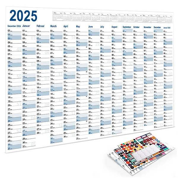 2025 2024 Kalenderplanerark Kawaii Att göralista Schema Årlig