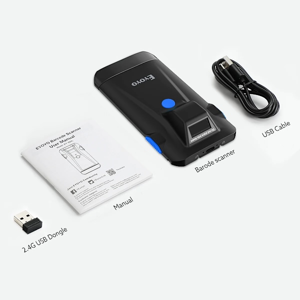 Eyoyo 2D Telefon Bagklips Bluetooth Stregkodescanner Bærbar Stregkodescanner Data Matrix Kode 1D 2D QR Scanner Android IOS System