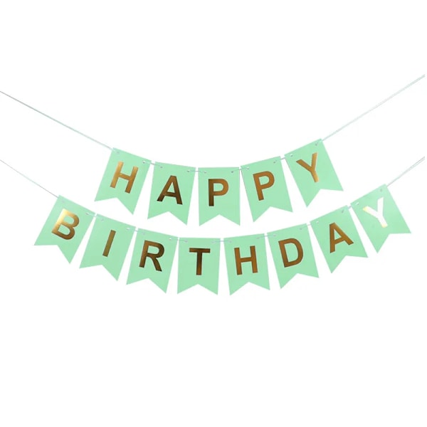 NY Happy Birthday Banner Bunting Flag Fest Dekoration Børne Dekoration Børns Pynt Baby Farverig Pige Dreng Parti Forbrugsvarer green 1set