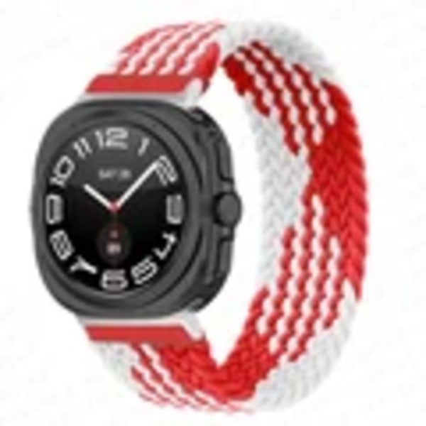 Flätad Solo Loop Strap För Samsung Galaxy Klocka 7 Ultra 47Mm Tillbehör Cora Nylon Armband Galaxy Klocka7 47 Mm Red and white XS