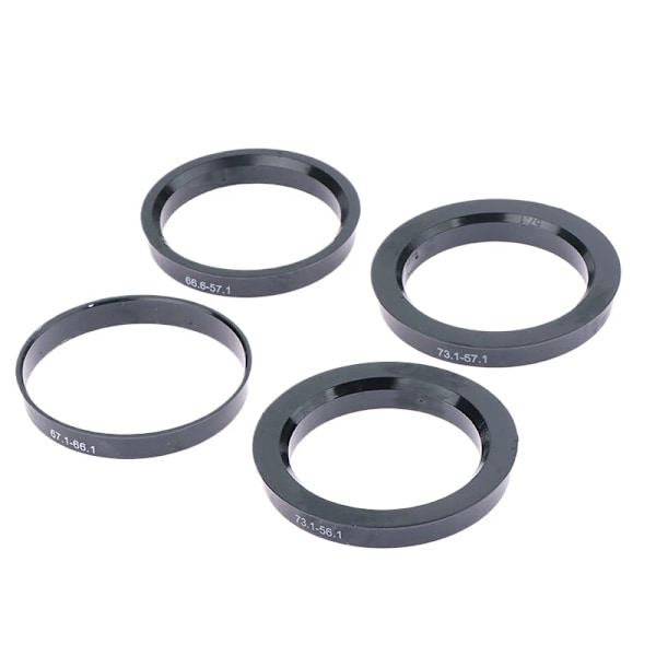 4St Bil Plasthjul Hub Centric Rings Center Bore 66. 6–57.1 67. 1–60,1 67. 1–66.1 73. 1–56.1 73. 1–56. 6 73. 1–57.1 73. 1–60,1 Svart A4