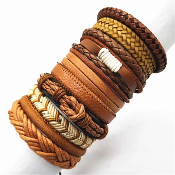 10 st/ set Svart Wrap Vävd Nytt Mode Handgjorda Män Armband Man Kvinnor Läder Armband Män Armband Partihandel Smycken Present style 6