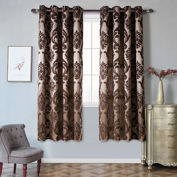 Leejoom Mukautettu Koko Eurooppalainen Tyyli Jacquard Ikkunaverhot Olohuoneeseen Valmisverho Koti Sisustus Brown W100cm x L200cm