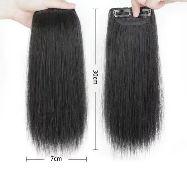 10/20/30 cm Kort rakt syntetiskt hår Kuddar Fluffiga osynliga hårstycken Klämma i ett stycke Peruker för kvinnor Hårförlängningsperuk Natural Black-30cm 1PC