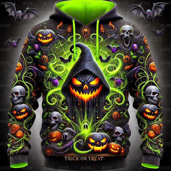 Efterårets nye Halloween hættetrøjer Nightmare Before Christmas 3D print hættetrøje mænd kvinder mode oversized casual sweatshirt pullover wjr818013-JCS XXXL