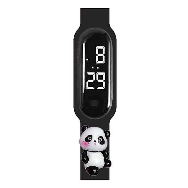 2024 New Cartoon panda Kids LED Watches Student Sports Bracelet Watch Children Smart Touch Electronic Watch black 2