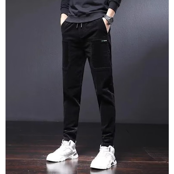 Efterår og vinter casual bukser mænd trendy mænds tøj multi-lomme fløjl løs lige slim fit overalls mænd ny Coffee M