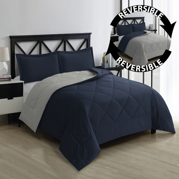 2/3 st Vändbar enfärgad dun alternativ täcke set Allseason sängkläder inkluderar 1 täcke och 2 örngott (utan kärna) Maskintvättbar Bluestone 173cm*229cm