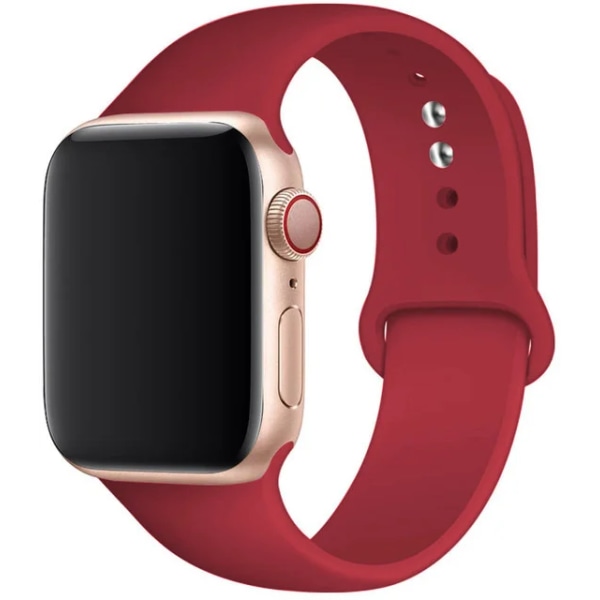 Silikonrem för Apple Watch Band 45mm 44mm 42mm 49mm 41mm 40mm 38mm correa armband iwatch Series 8 7 9 SE 4 3 5 Ultra 6 Rose Red 42 44 45 49 mm M-L