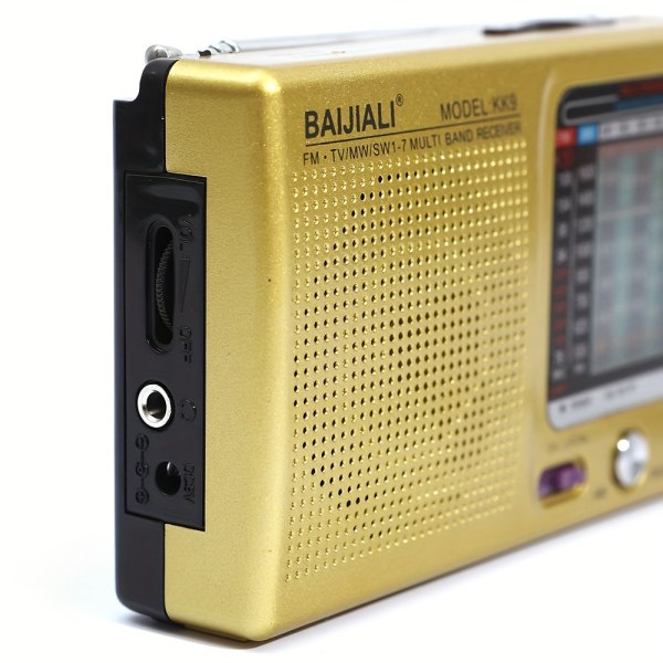 Bärbar radio AM FM SW1-7, transistorradio med högtalare, hörlursuttag, 2AA batteridriven radio, fickradio för inomhusbruk Silvery