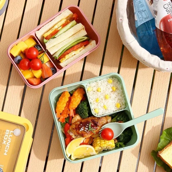 850ml/1100ml Bärbar Lunchlåda Mikrovågsugn Bento-lådor med porslin för barn Skolkontor Läcksäker matförvaringsbehållare Blue-850ML