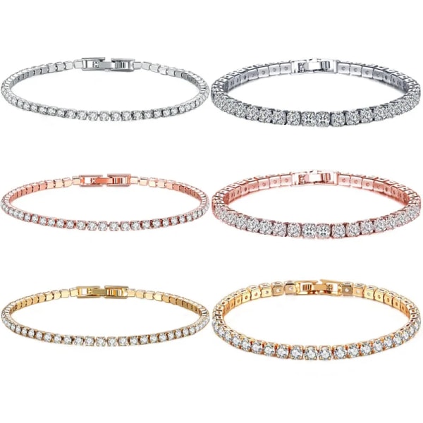 Ny utsökt tennisarmband 925 Sterling Silver Hip Hop Trend Guld Färg Dam- och Herrarmband Kristall Smycken Present 2.5mm Rose Gold Brac 17cm