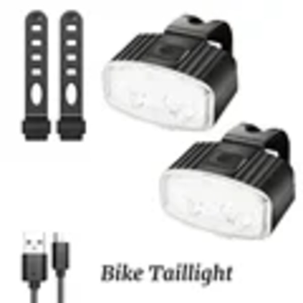 Cykel Cykel Foran Baglygte Sæt Cykel USB Opladning Forlygte Lys MTB Vandtæt Baglygte LED Lygte Cykel Tilbehør White-2PCS-A