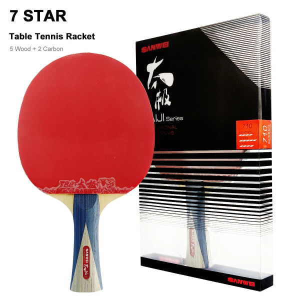 Taiji 7 8 9 Star Bordtennisracket Professionell Trä Kol Offensiv Ping Pong Racket Sticky Gummi Snabb attack 7 Star FL grip(long)