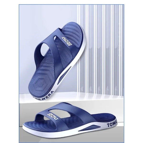 Tofflor För Män Sommar Utomhus Mode Mäns Tofflor Sandaler Tjocka Botten Tofflare Icke-Slippa Vattentäta Strand Badrum Tofflor Tofflare A6-Blue 40