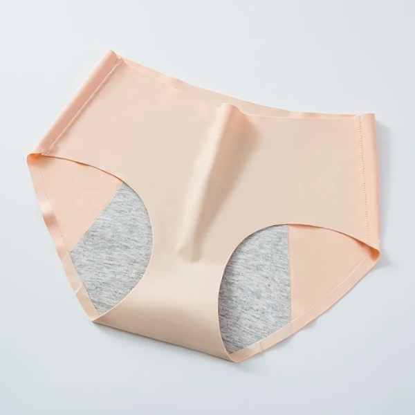 Ny M-3XL Storlek Ice Silk Solid Absorbera en liten mängd Fysiologisk period Läcksäker menstruation Damtrosor Underkläder Breifs Apricot 2XL (70-80kg)