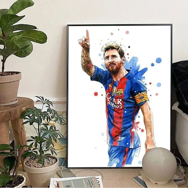 Fodboldstjerne M-Messi Tapetplakat Klub Bar Plakat Væg Kunst Lærred Maleri Soveværelse Studie 6 20x30cm no frame