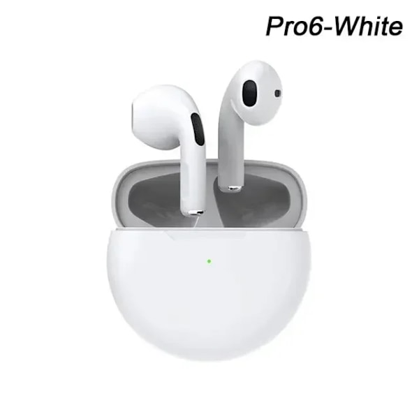 Tws Pro6 -kuulokkeet Bluetooth-kuulokkeet mikrofonilla 9D Stereo Pro 6 -nappikuulokkeet Xiaomi Samsung Androidille Langaton Blueto Oth -kuulokkeet White