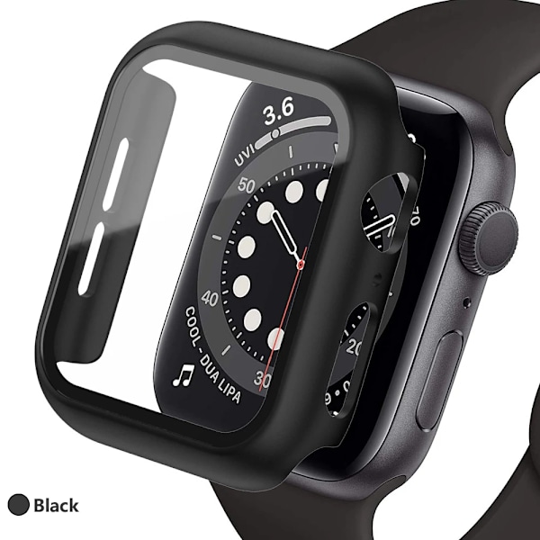 Karkaistu lasikotelo Apple Watch -lisävarusteille 44 mm 45 mm 41 mm 40 mm Näytönsuoja Apple Watch Series 9 8 7 6 5 4 Se 3 Black 38MM