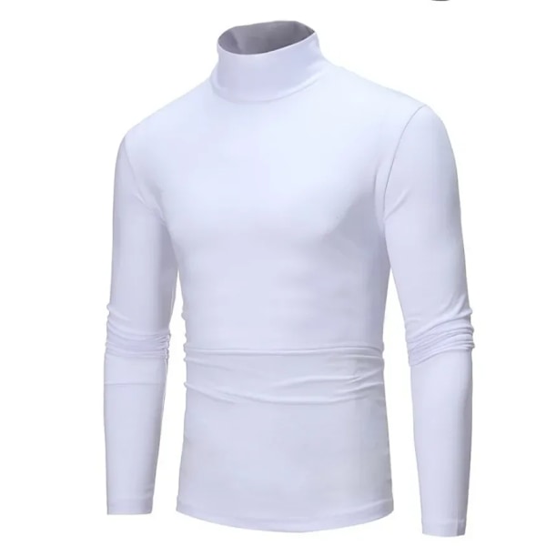 Langærmet T-shirt Termisk Underundertøj Topper Mænd Vintertøj Termisk Skjorte Efterår Mænds Vinterstrømper Høj Hals Tynd Slim Fit Style3 White 4XL