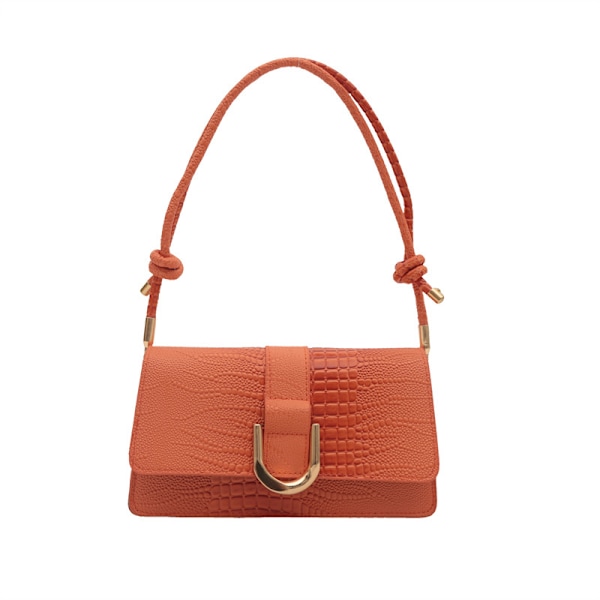 Sommer Små Håndtasker Kvinder 2024 Ny Western Style Stilful Tekstureret Skuldertaske Krokodillemønster Crossbody Lille Firkantet Taske Orange