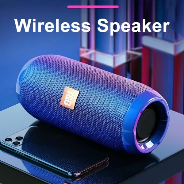 Bärbara trådlösa högtalare, IPX5 vattentät trådlös högtalare med 10W högt stereoljud, utomhushögtalare med trådlös 5.3, djup bas, LED-ljus Blue