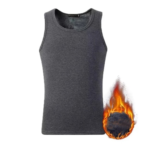 Mænds Fleeceforet Tanktop Vest Underundertøj Varmt Termisk Basislag Undershirt Thermo Tøj Pyjamas Åndbar Basis T-shirt Dark gray 5XL