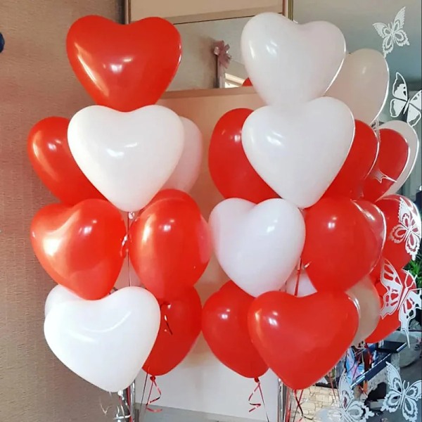 10/20/30St 10Tums Vitt Rött Hjärta Formad Latex Ballong Födelsedag Fest Dekoration Kärlek Ball Valentines Baby Dusch Glo Boo mix 1 10pcs