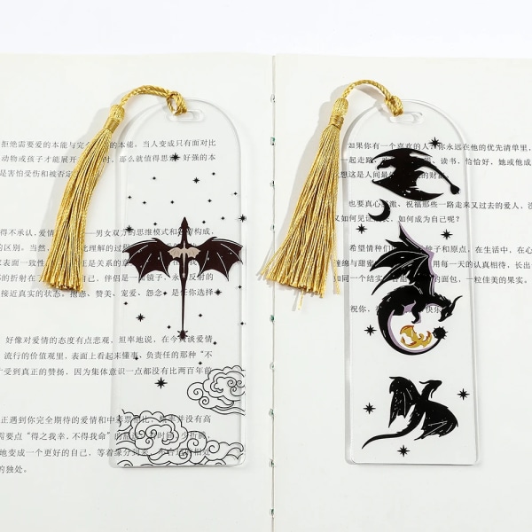 Anime Black Dragon Bokmärken Collection Present för bokälskare Akryl bokmärke för män Kvinnor Lärare Vän Barn Marker Läsa SQ0996