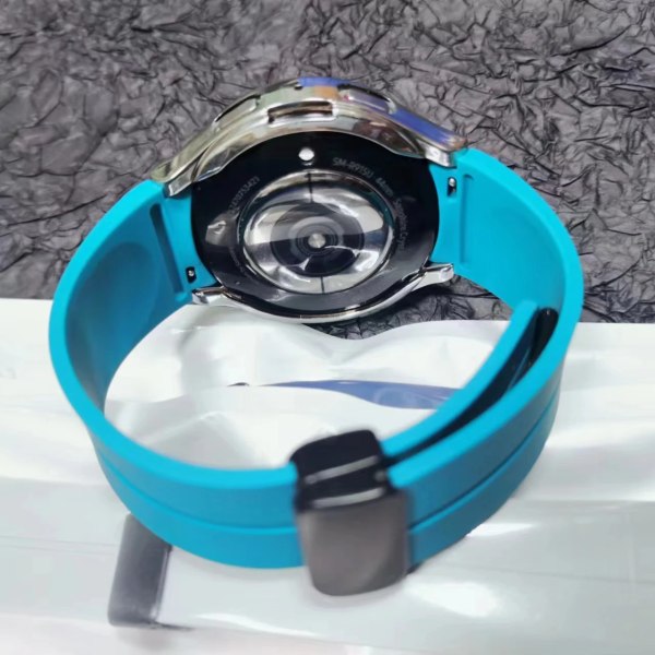 Original Silikonrem+ Case För Samsung Watch 4/5 40 44mm Watch 5 Pro 45mm Magnetiskt spänne Band Galaxy Watch 4 Classic 42 46mm official blue Watch 4 Classic 42mm