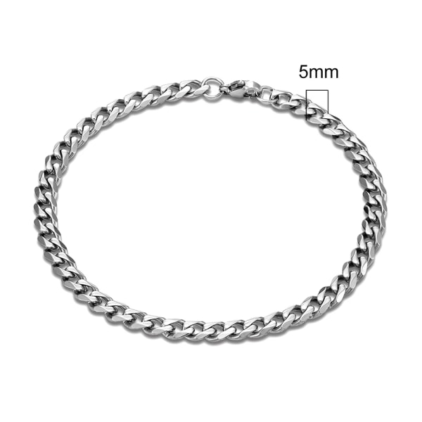 3-11mm lokomotiv män punkrock rostfritt stål kantsten kubansk länkkedja silverfärgad armband för kvinnor biker smycken 7mm 21cm