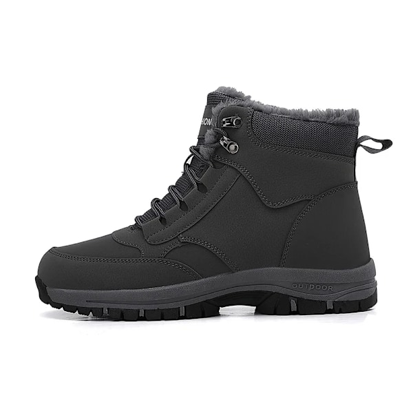 Super Varm Vinter Sne Støvler Med Pels Plus Størrelse 36-47 Vandrestøvler Til Unisex Friluftssneakers Kvinder Mænd Høje Top Støvler GRAY 40