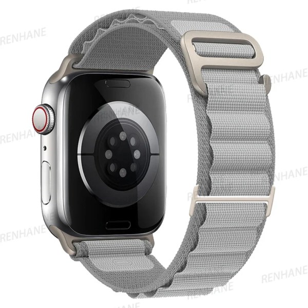 Alpine Loop Band För Apple Watch Rem 49mm 45mm 41mm 44mm 40mm 42mm 38mm Metall G-Hook Nylon Armband iWatch Ultra 9 5 SE 6 7 8 Cloud gray 38mm 40mm 41mm