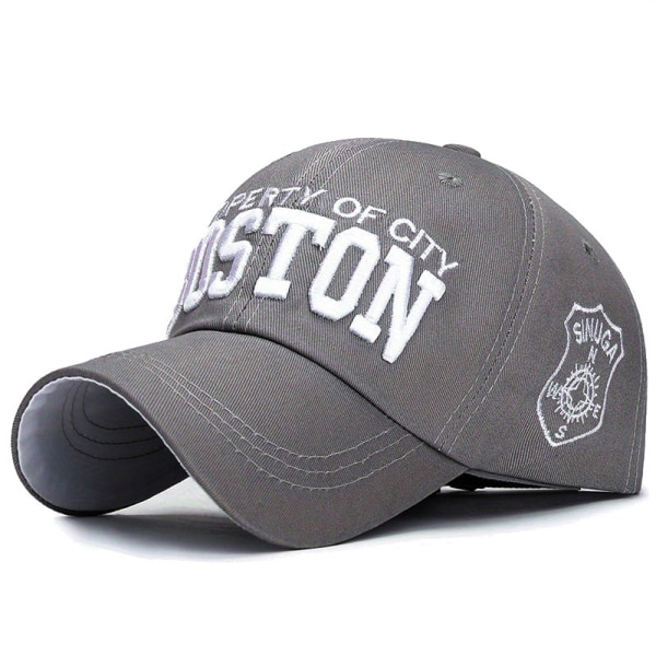 2st Meromibe Boston Letter broderad cap - andningsbar och justerbar solhatt för utomhussport, vandring, fiske Grey