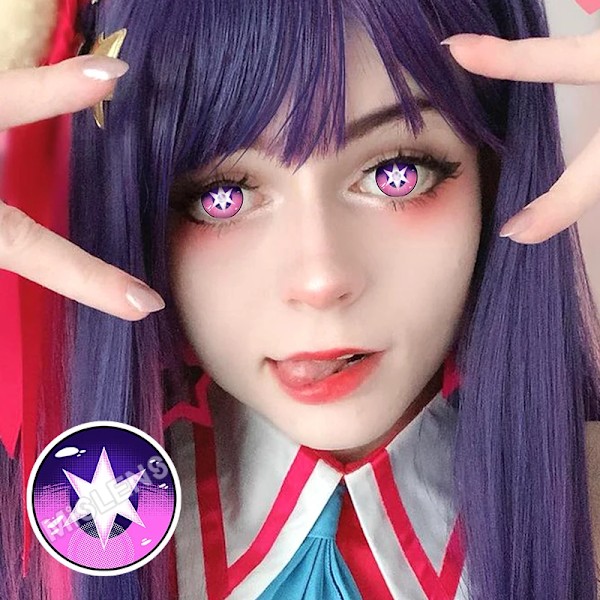 Bio-Essens 2St Halloween Cosplay Kontaktlinser Rosa Röda Linser Multi-Färgade Lense Anime Cosplay Lenses Mode Lins HoshinoPurple 0