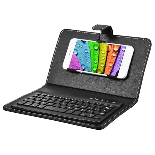 Trådløst Bluetooth-tastatur til iPhone Huawei Xiaomi Tablet Mini-tastatur Mobiltelefon Spil-tastatur Pu-etui Støtte purple