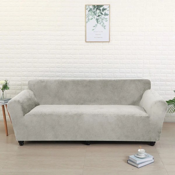 Cover Elastisk soffa Funda cover för vardagsrum Hörnsoffa L-formad sofföverdrag 1/2/3/4 sits Light Grey 1-seater