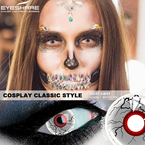 Eyeshare 2kpl Cosplay Värilliset Piilolinssit Anime Piilolinssit Siniset Silmälinssit Vuosihullut Halloween Meikki Eup Värikäs Linssi HD46-BLUE