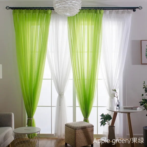 Eurooppalainen Enkel Partition Screen Gardin Balkong Fönster Skärm Gardin Bädd Gardin Vardagsrum Anpassad Hot Sale Fruit green W140 x H230 cm