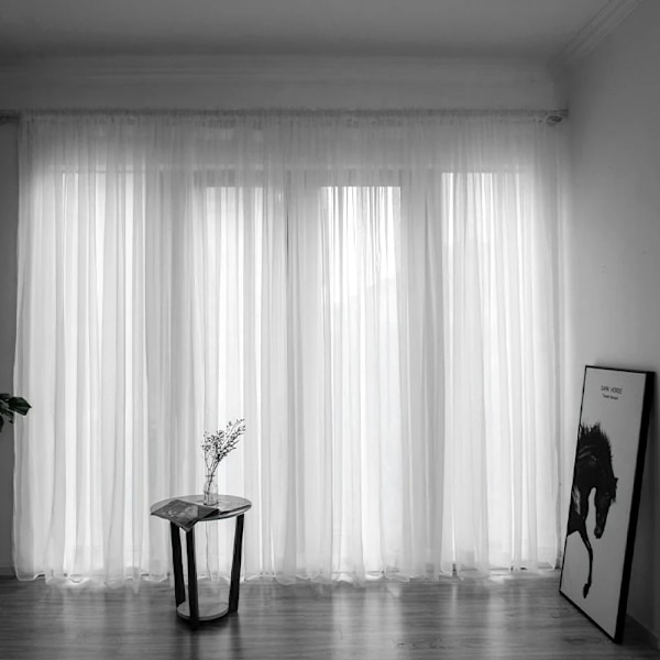 Tulle-verho olohuoneeseen läpinäkyvä ikkunan verhotangon verhotulppa yksivärinen pihaverho sisustusverho Black Curtain W100 x H200cm 1PC