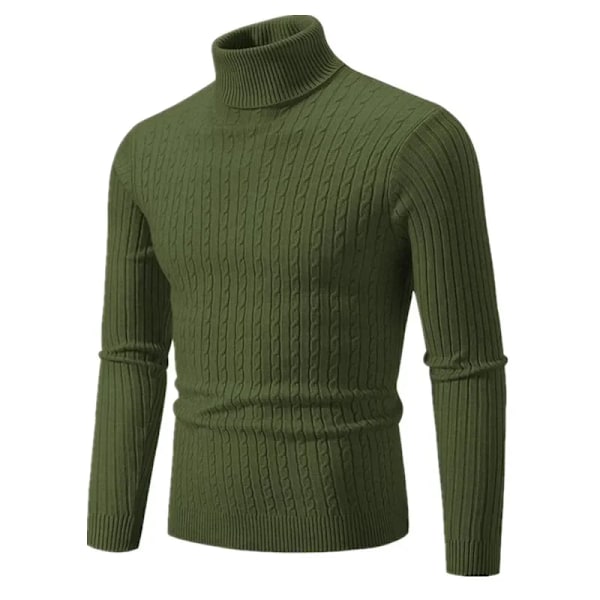 Efterår Vinter Turtlenkrave Pullover Varm Farvefast Mænds Trøje Slim Pullover Mænd Strikkede Trøjer Bundskjorte Yellow M     45 to 53kg